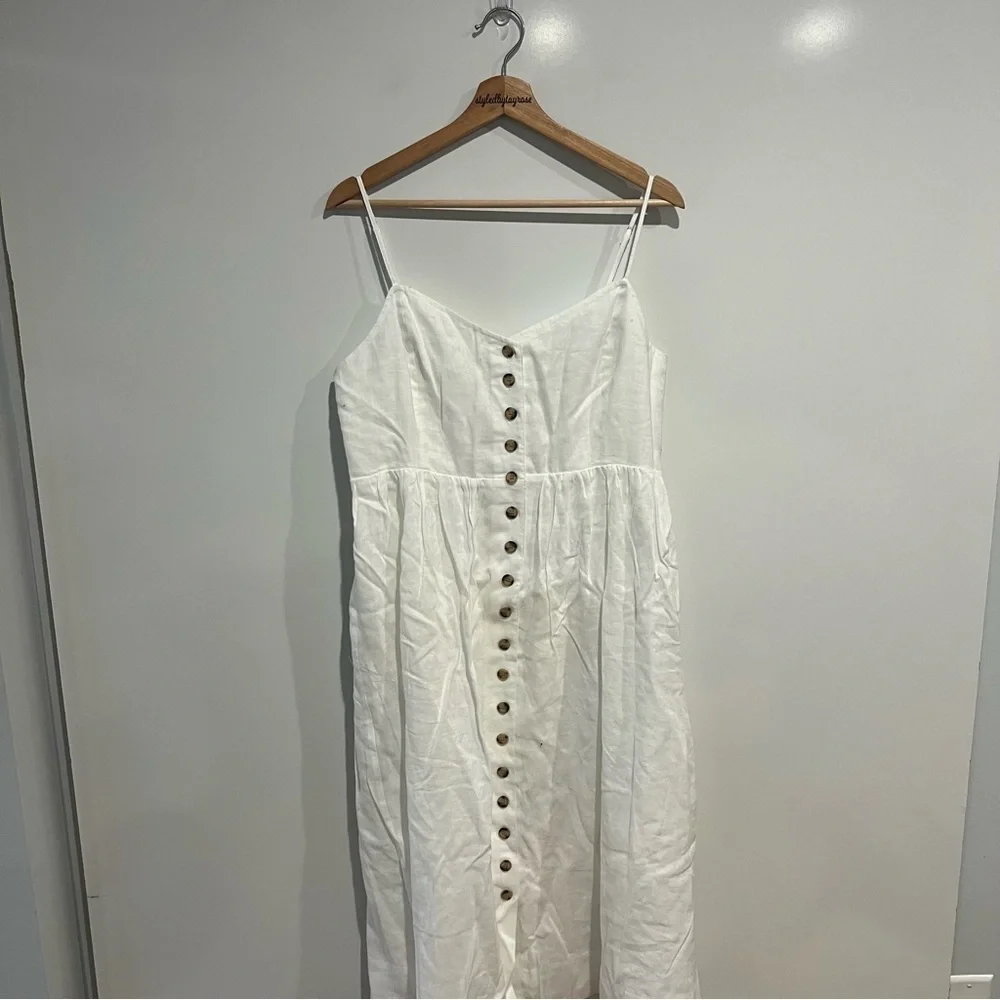 NWT Madewell Linen-Cotton Cami Button-Front Midi Dress - Picture 5 of 10